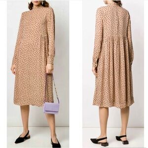 New GANNI Georgette Crepe Polka Dot Dress